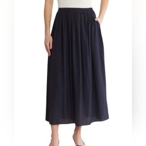 T Tahari Navy Midi Skirt with Pockets